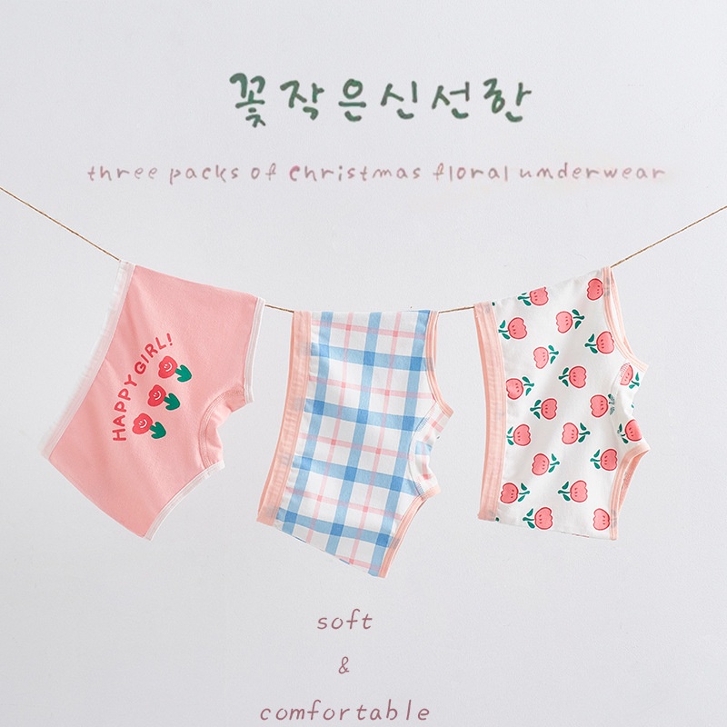 Set 3 quần lót đùi bé gái và 3 quần tam giác Happy GIRL cho bé gái 9-40kg thông hơi thoáng mát an toàn với da bé