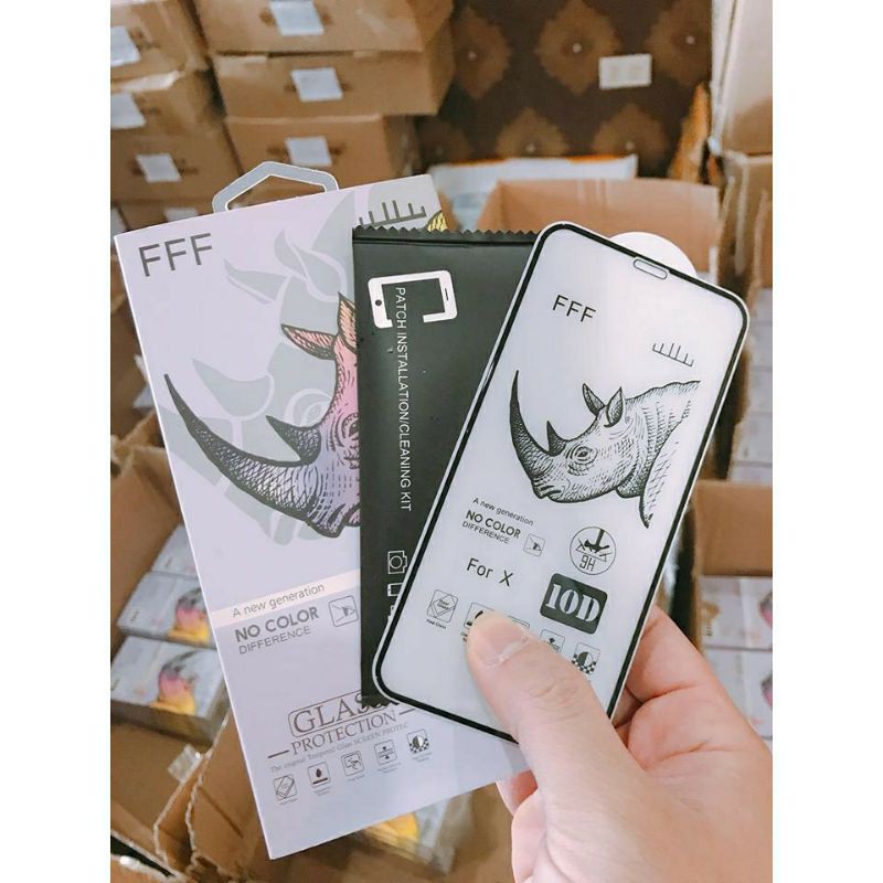 Kính cường lực10D Tê Giác full màn cho iPhone 6 đến 11 Pro Max