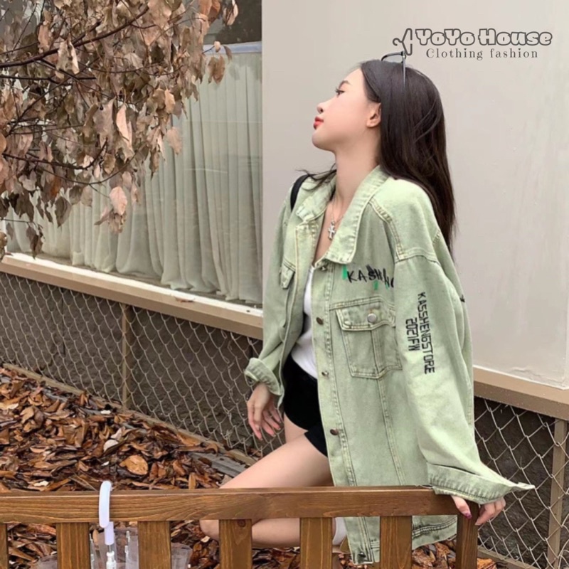 Áo khoác denim dài tay phong cách retro thời trang mùa thu 2022