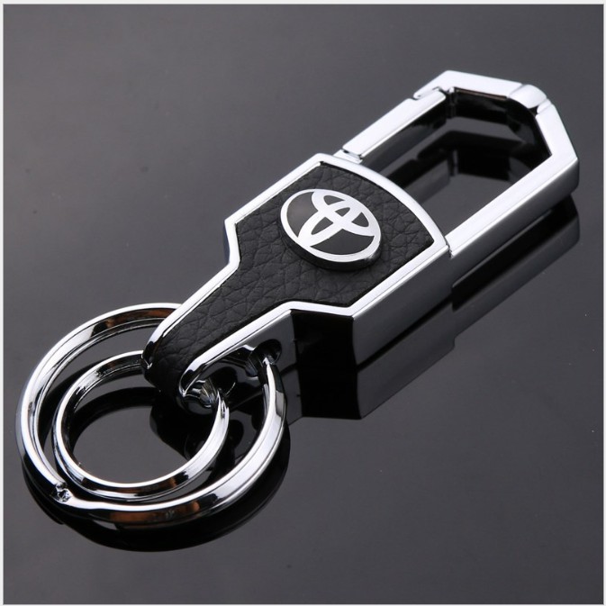Móc chìa khóa xe oto logo Toyota bọc da cao cấp