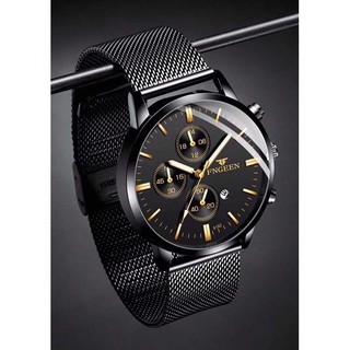 Đồng hồ nam thời trang FNGEEN-5055, dây đeo bằng lưới không rỉ, tặng kèm pin và vòng tay
