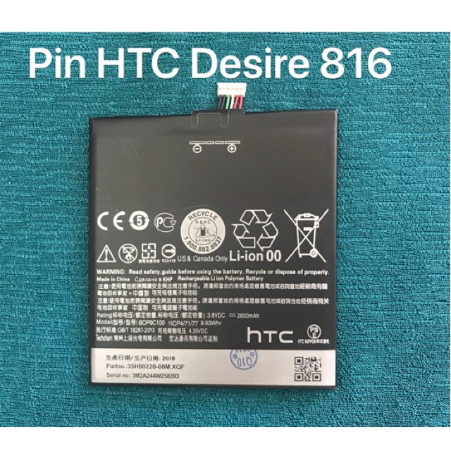 [Mã ELFLASH5 giảm 20K đơn 50K] Pin HTC desire 816 (BOP9C100) zin loại 1- mới 100%.