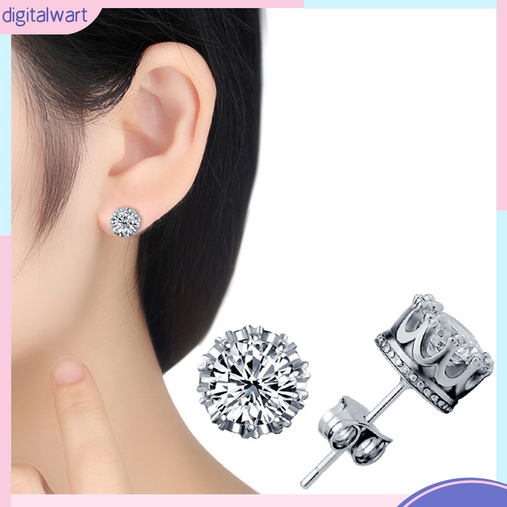 Đôi khuyên tai mạ bạc đính đá phong cách sang trọng cho nữ