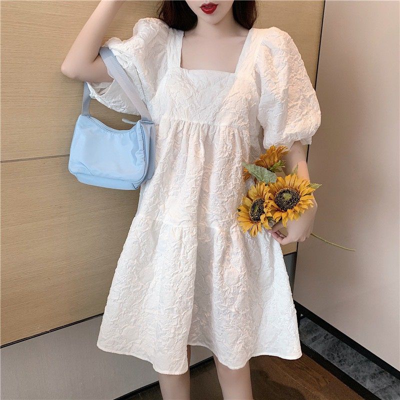 Đầm babydoll tay bồng siêu xinh đi chơi đi cf dạo phố