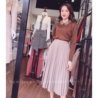 Chân váy zập li midi