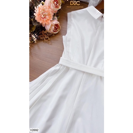 V2692 Váy sơ mi trắng tiểu thư dáng dài  sang chảnh -  Dolce viva colection