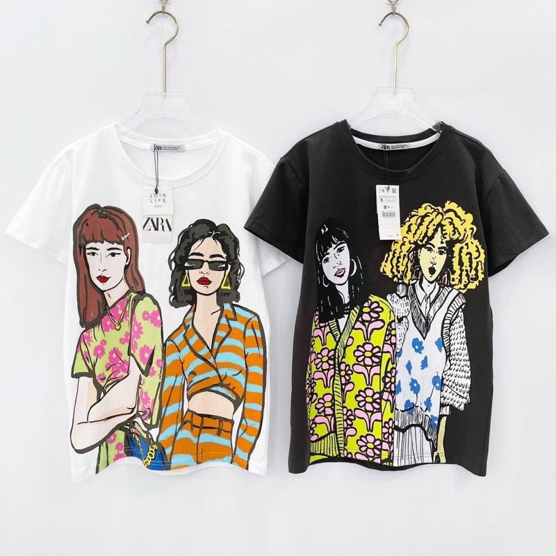 Áo thun in hình cô gái, có ảnh thật shop chụp, chất thun cotton ko pha nilong nha