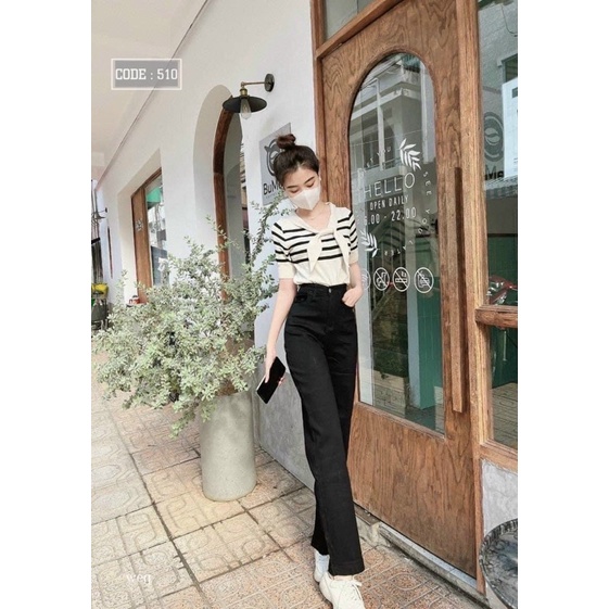 Quần jeans Ống Đứng lai 3 phân dài  96cm Lên dáng chanh xả