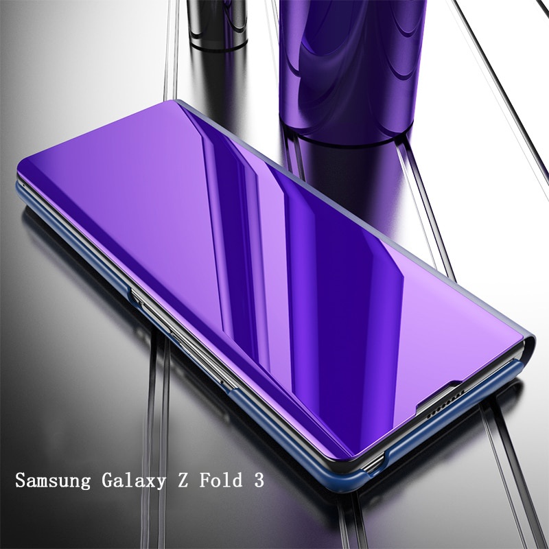 Sang Trọng Bao Da Điện Thoại Nắp Lật Mặt Gương Thông Minh Chống Sốc Cho Samsung Z Fold 2 / Z Fold 3 Ốp