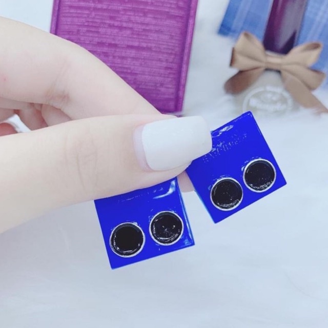 Bông tai Bạc tròn sơn đen, nam nữ đều đeo được. Nhỏ nhỏ cá tính, phong cách độc lạ Mainomi Shop Bạc Xinh