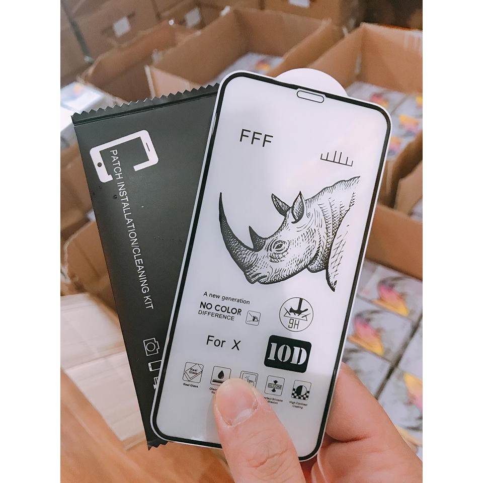 Kính Siêu Cường Lực IPHONE 10D Tê Giác Full Màn Bo Sát Cạnh - Đã Có Cho IPHONE X11,11PRO,11PROMAX