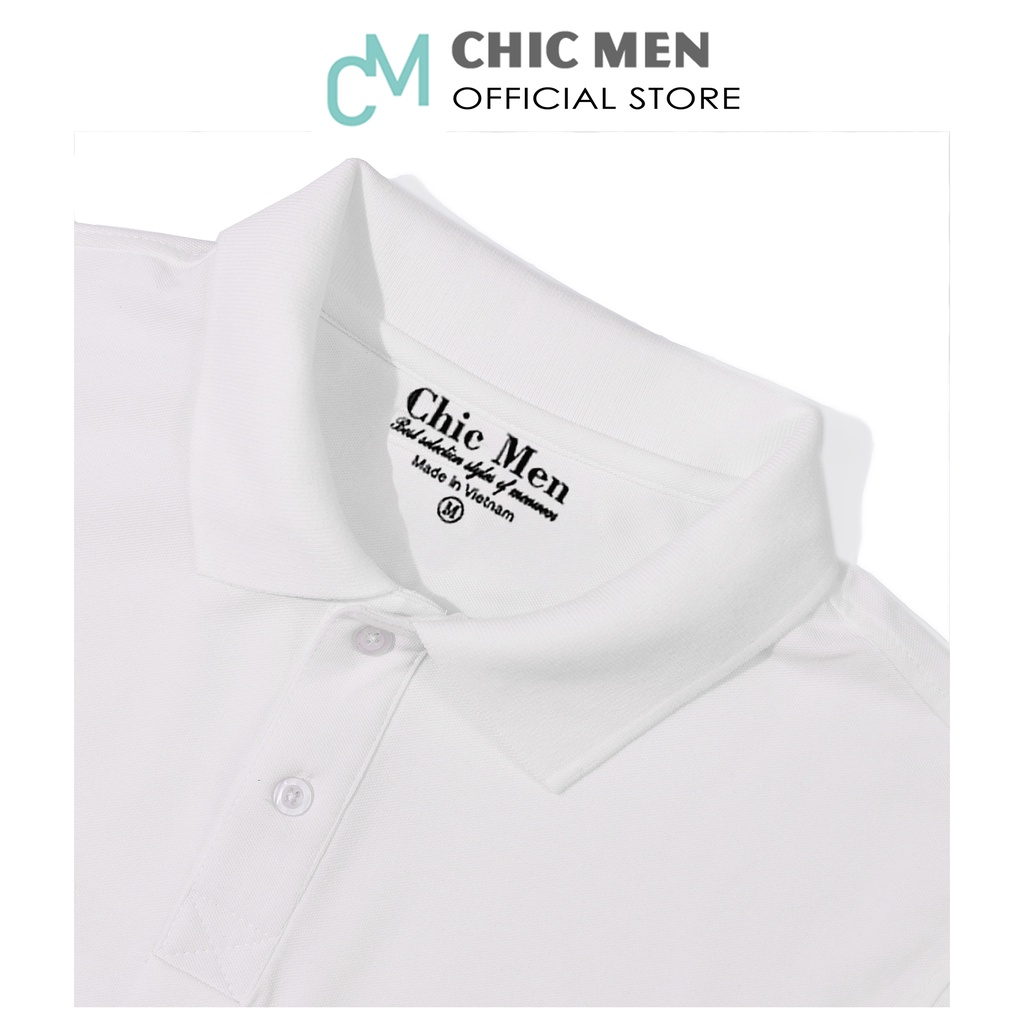 Áo Polo nam cổ bẻ, vải cá sấu CVC, chuẩn form regular, Trắng - CHICCY - CHICMEN