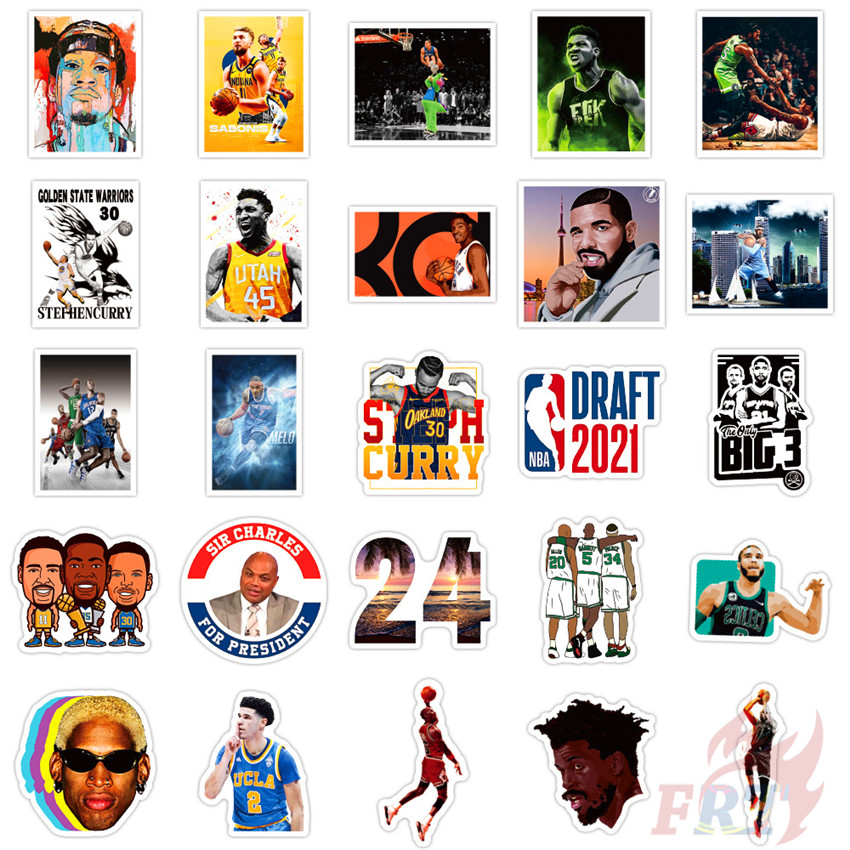 ❉ NBA Superstar Mixed Sports Series 02 Stickers ❉ 50Pcs/Set James Curry Harden Professional Basketball Player Waterproof DIY Fashion Decals Doodle Stickers