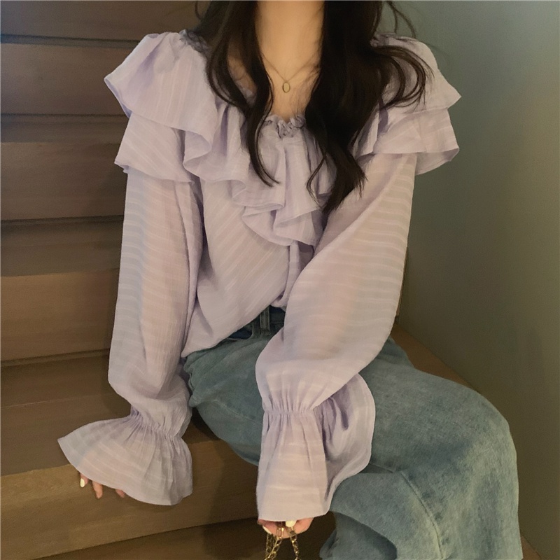 Áo Sơ Mi Dài Tay Cổ Chữ V Rộng Rãi 53968