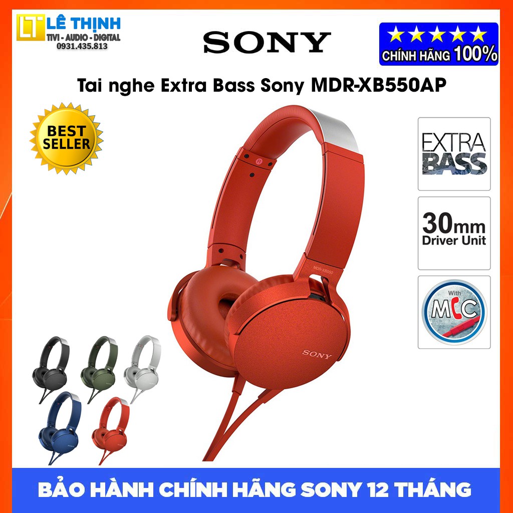 Tai nghe Extra Bass Sony MDR-XB550AP | Hãng phân phối | Bảo hành chính hãng 12 tháng toàn quốc