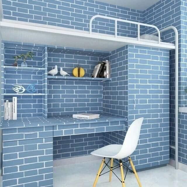 CUỘN 10M GIẤY DÁN TƯỜNG (decal cuộn) MÃ GẠCH XANH