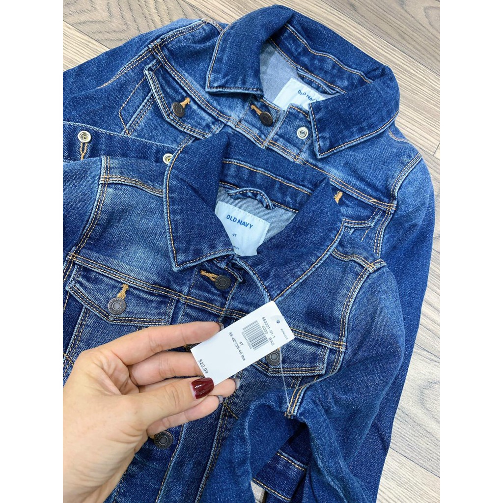 Áo khoác Jean O.ld na.vy túi giả cúc bấm