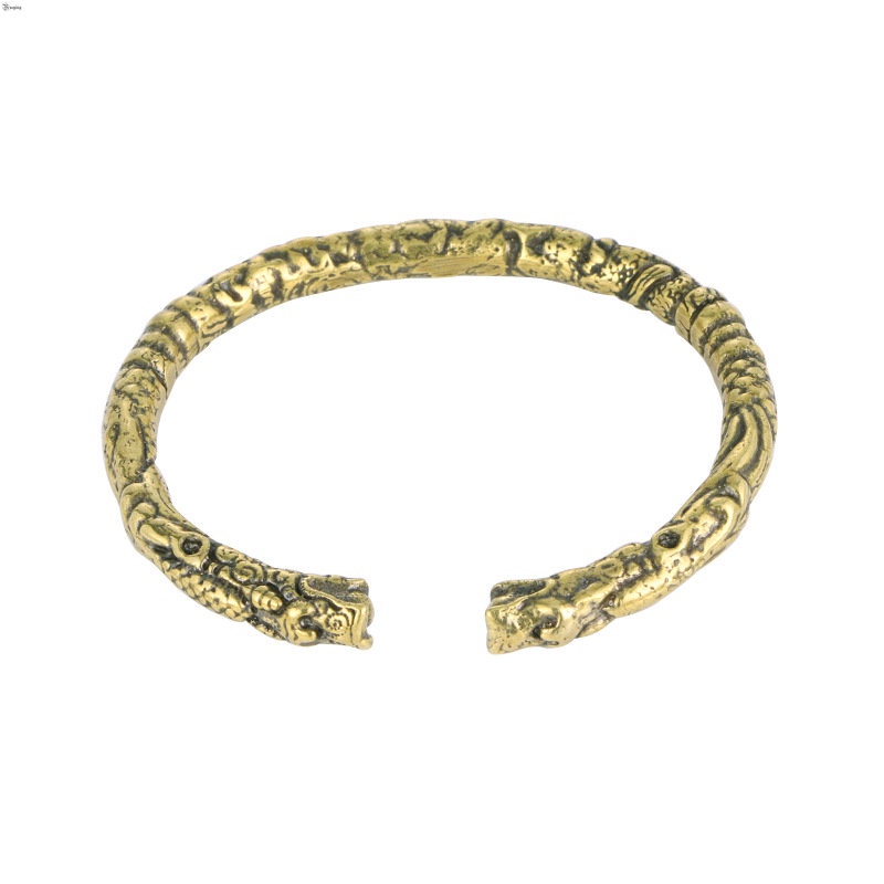 Yueying Vòng Đeo Tay Dạng Mở Hình Rồng Bằng Đồng Nguyên Chất Phong Cách Retro Thích Hợp Làm Quà Tặng
