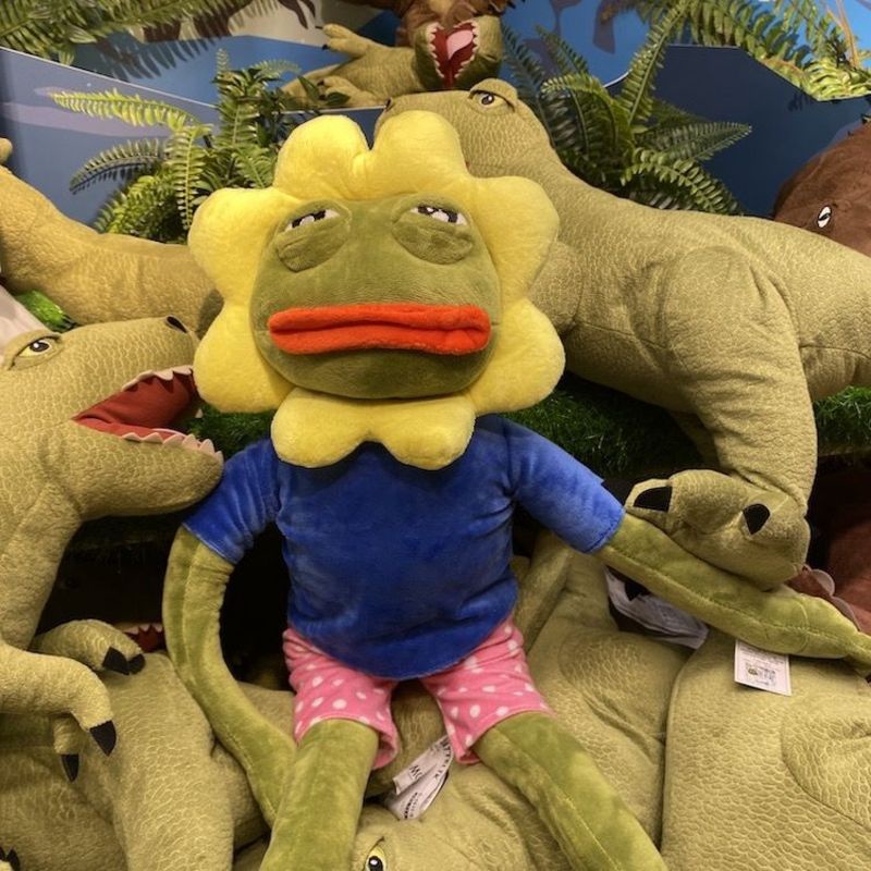 Đồ chơi búp bê nhồi bông ếch Pepe và hoa hướng dương 80cm trang trí làm quà tặng cho bé