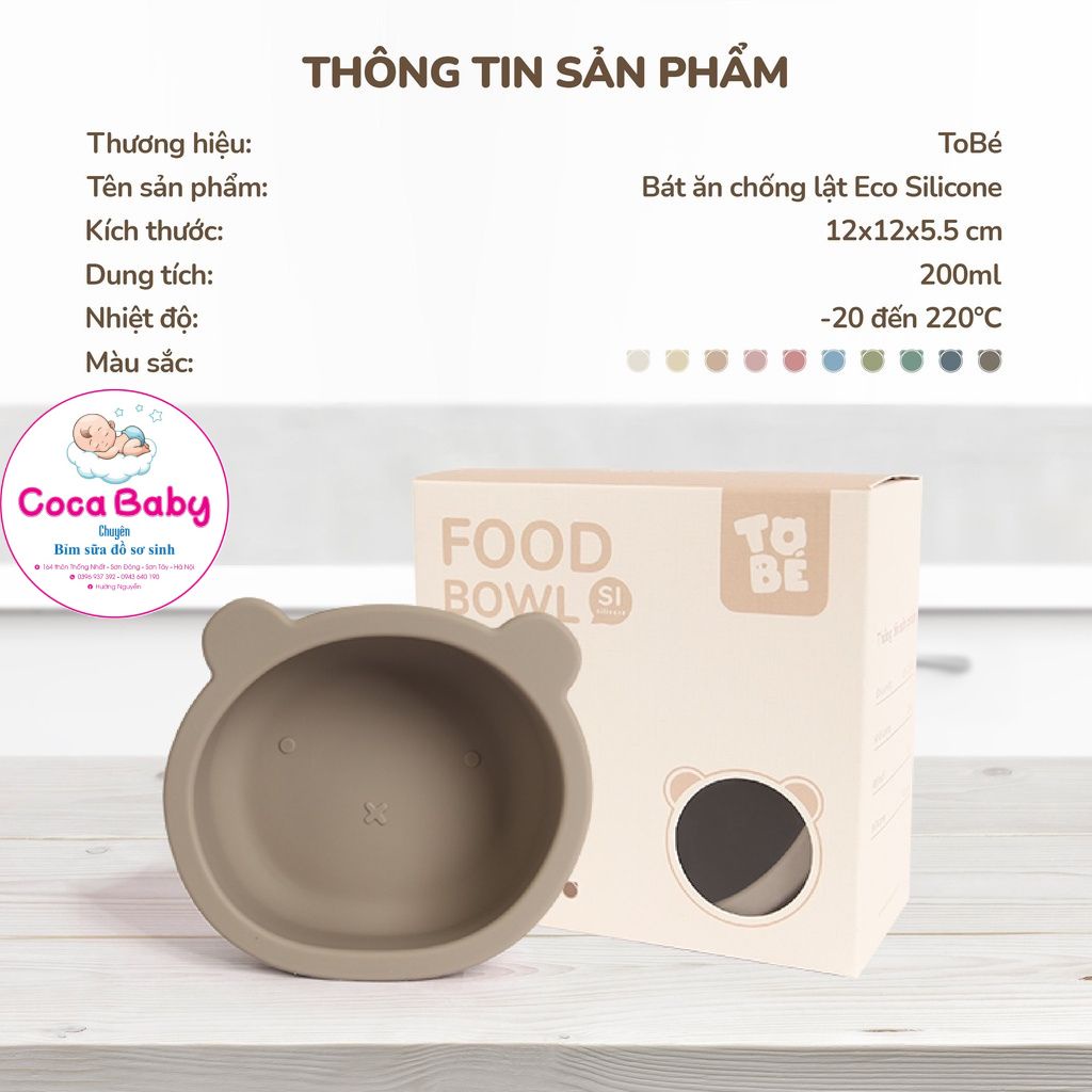 Bát Ăn Dặm Chống Lật Tobé Eco Silicone Thiết Kế Tai Gấu Dễ Thương Cho Bé⚡FREESHIP⚡