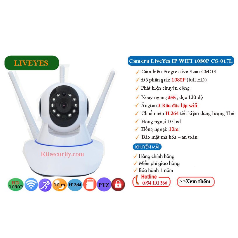 CAMERA IP LIVEYES 3 ANTEN KÈM THẺ NHỚ 32GB