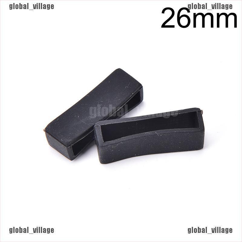 [global] 2pcs 14mm-26mm Rubber Silicone Watch Band Loop Strap Small Holder Locker Keeper [village]