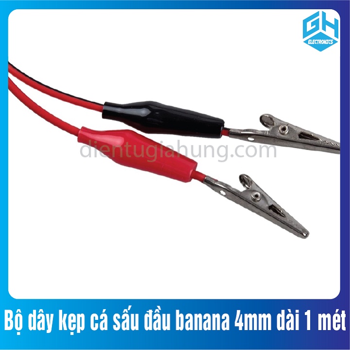 1 Bộ dây kẹp cá sấu đầu banana 4mm dài 1 mét màu đen - đỏ