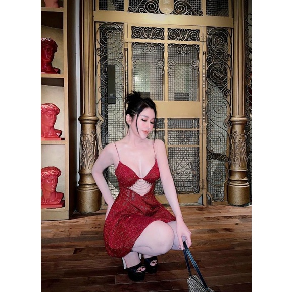 Đầm xòe 2 dây cúp ngực kết đa