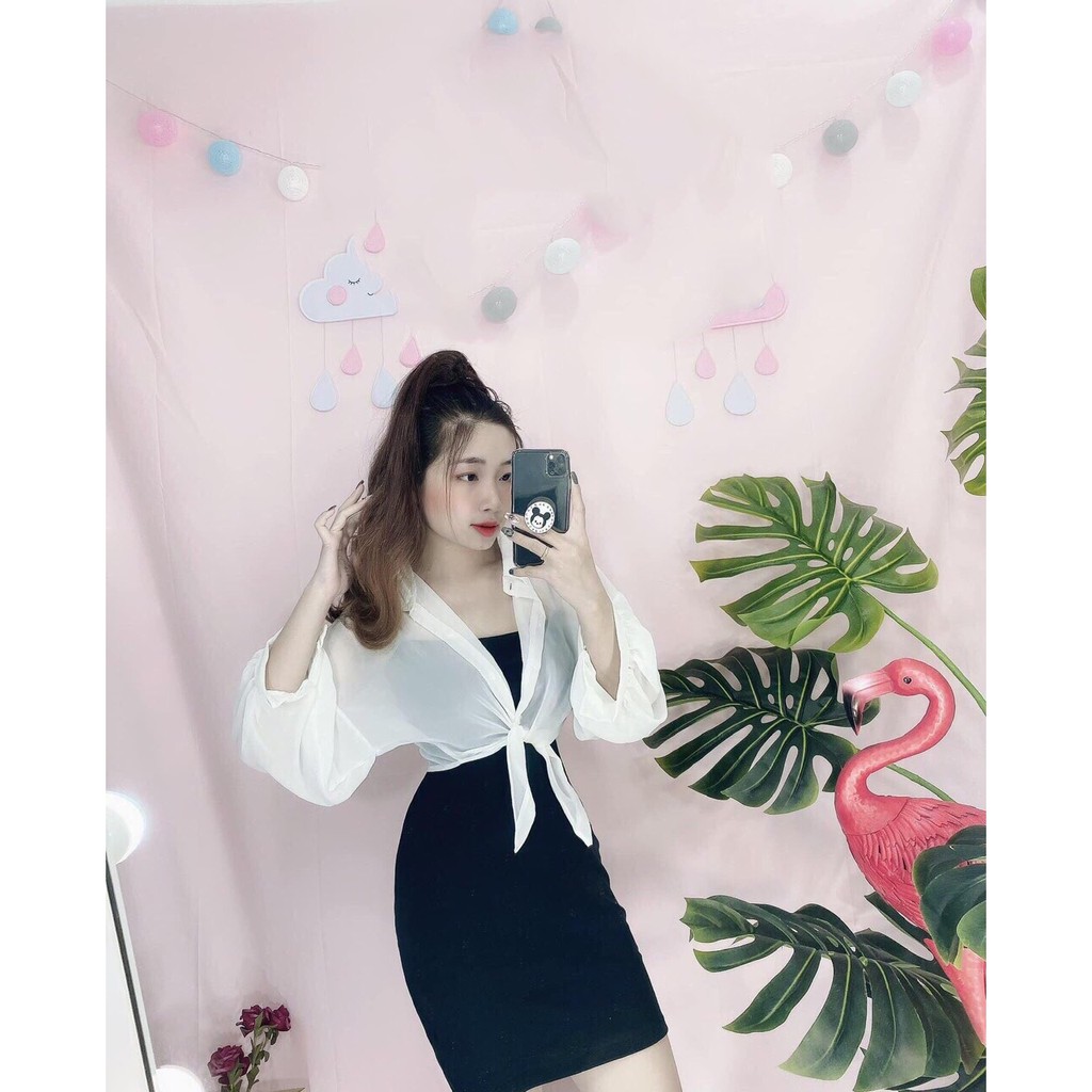 Sét váy body nữ phối áo sơ mi nữ tính