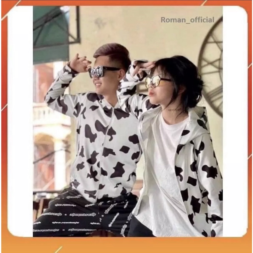 Áo Khoác Chống Nắng Nam/ Nữ chất vải co giãn mềm mát hình con bò sữa TP8