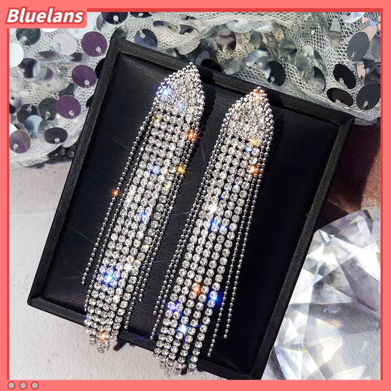 1 Đôi Bông Tai Tua Rua Đính Đá Lấp Lánh Thời Trang 48h