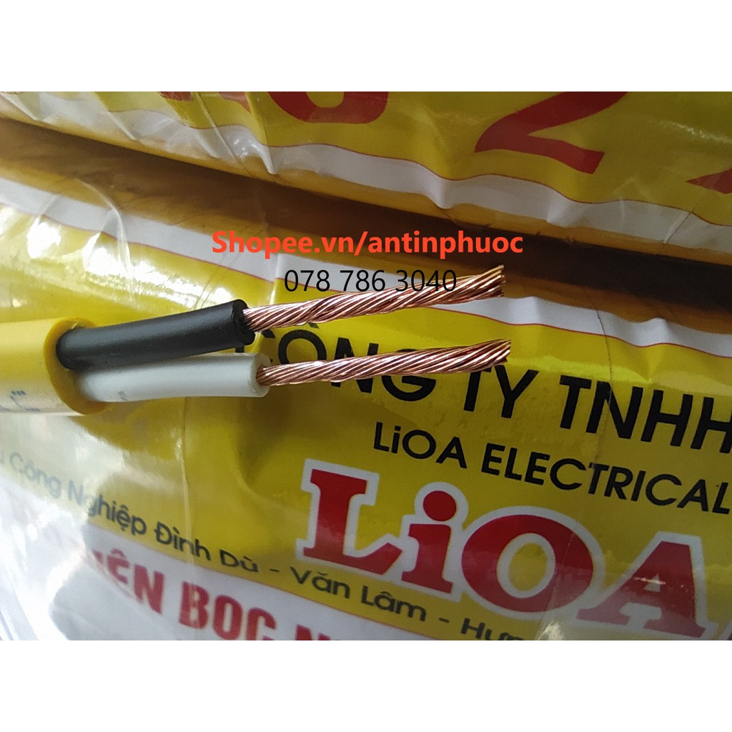 Dây điện đôi 2 lớp vỏ Lioa 2 x 0,75mm  - dây điện đôi  tròn dẹp vcmo 2x24t LIOA giá cuộn 100 mét