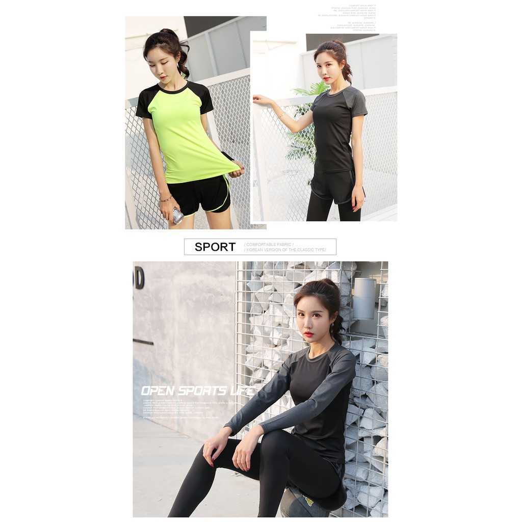 Bộ đồ thể thao tập gym cho nữ gồm áo dài tay+quần dài.