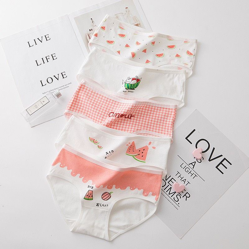 [Mã 12FASHIONSALE1 giảm 10K đơn 50K] Quần lót nữ cotton cao cấp nâng mông thông hơi in hoạ tiết dưa hấu đáng yêu QLU15 | BigBuy360 - bigbuy360.vn
