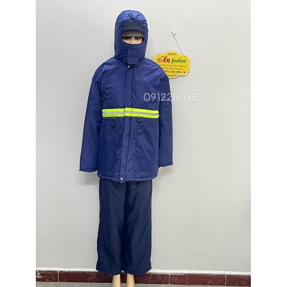 Đồ bảo hộ dùng trong kho đông lạnh -25 độ có gắn phản quang mặc siêu ấm_ Hình chụp thật