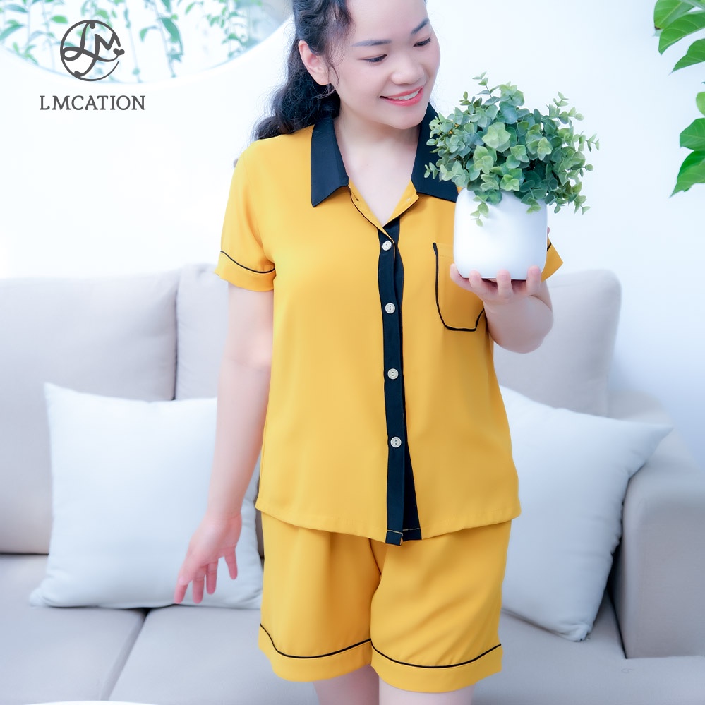 Đồ Bộ Mặc Nhà LMcation - Áo pijama & Quần đùi pijama Alia - Màu vàng cam