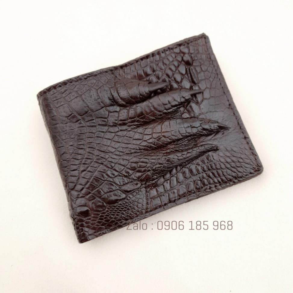 (Hàng Cao Cấp)Ví bóp nam da cá sấu thật 1 mặt - Có móng cá sấu gắn liền trên ví