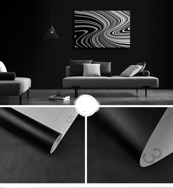 10M giấy dán tường đen nhám keo Sẵn khổ 45 cm