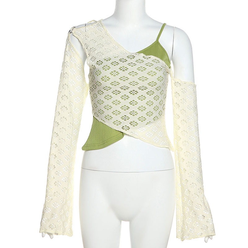 Set Áo Tay Dài Phối Ren Hoa + Áo Sát Nách Thiết Kế Hợp Thời Trang Cho Nữ