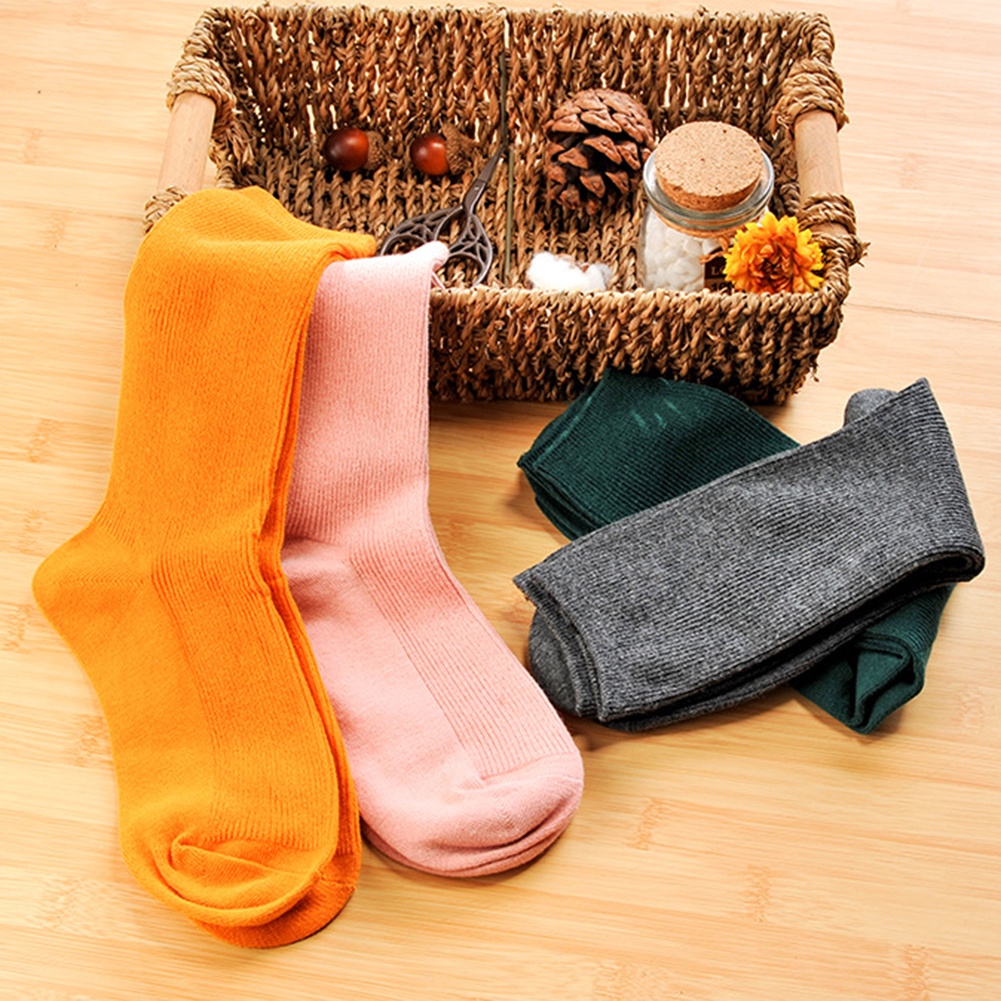 Vớ Cotton Cổ Cao Màu Trơn Thoáng Khí Dành Cho Nữ