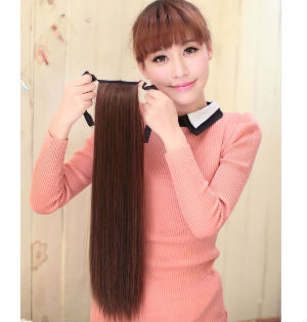 Tóc Giả Cột Đuôi Ngựa Thẳng Bằng Sợi Tơ Nhân Tạo