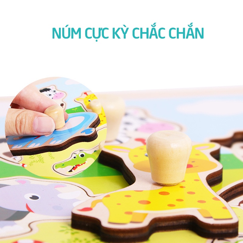 Đồ chơi bảng ghép hình núm gỗ cao cấp có núm đóng đinh siêu chắc( không sợ rụng núm) TH098057