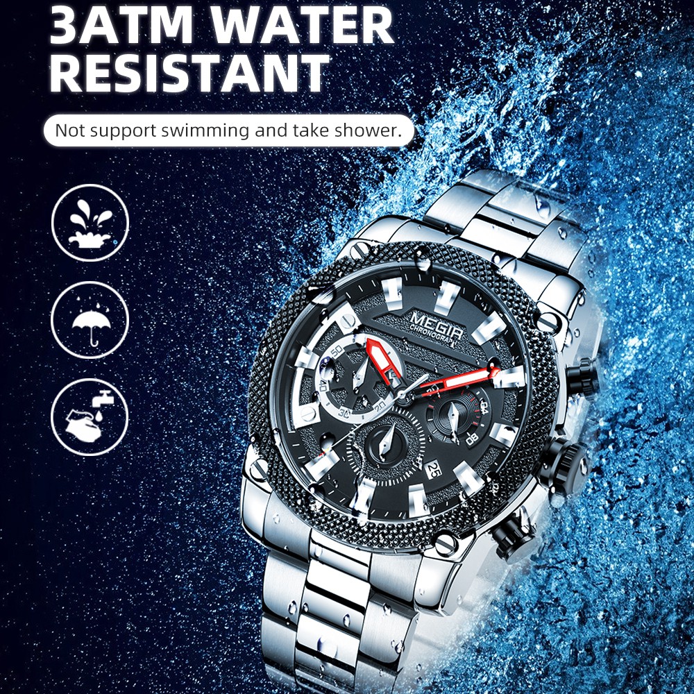 Đồng Hồ Analog Máy Quartz MEGIR 2134 Bằng Thép Không Gỉ Sang Trọng Chống Thấm Nước Dành Cho Nam