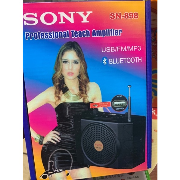MÁY TRỢ GIẢNG SN898 THUYẾT TRÌNH LOẠI CÓ MIC DÂY hỗ trợ bluetooth , USB , thẻ nhớ TF , đài FM.