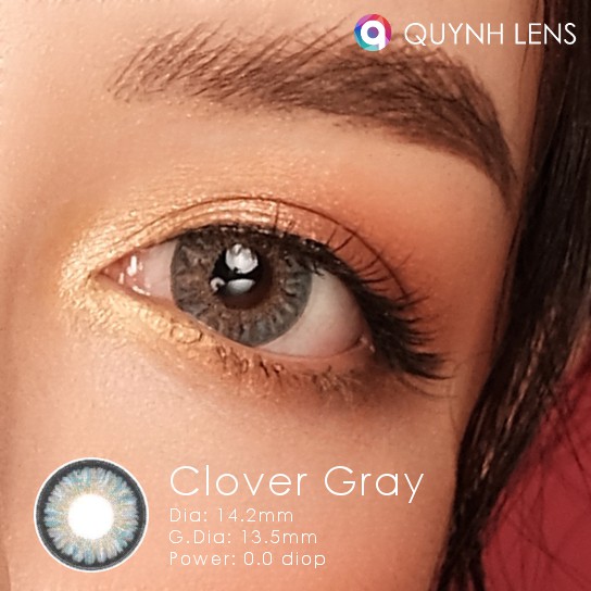 Kính áp tròng QUỲNH LENS clover gray 0 độ