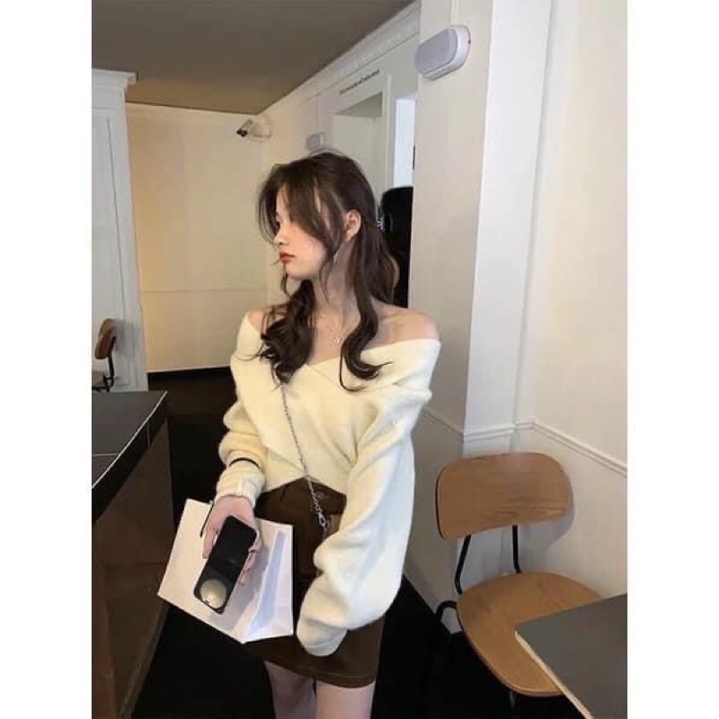 Áo Len Chéo Tay Dài Hàn Quốc