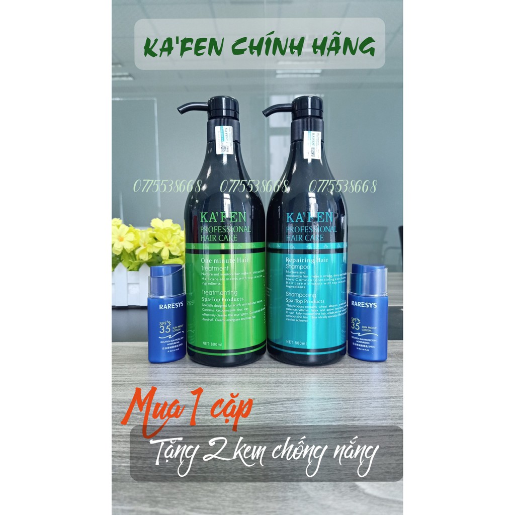 Cặp dầu cặp gội + xả KAFEN xanh CHÍNH HÃNG siêu mềm mượt (TẶNG KÈM 1 TINH DẦU KAFEN)