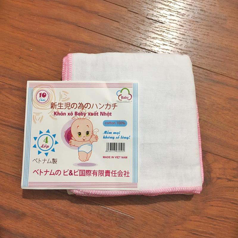 Khăn Sữa Xô Cho Bé 2 4 lớp SET 10 cái Siêu Thấm Hàng Xuất Nhật Cotton Dày Dặn Mềm Mịn