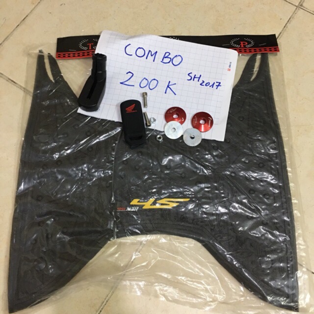 Combo thảm màu đỏ + đôi ốc gương + bọc sh + op chan chống