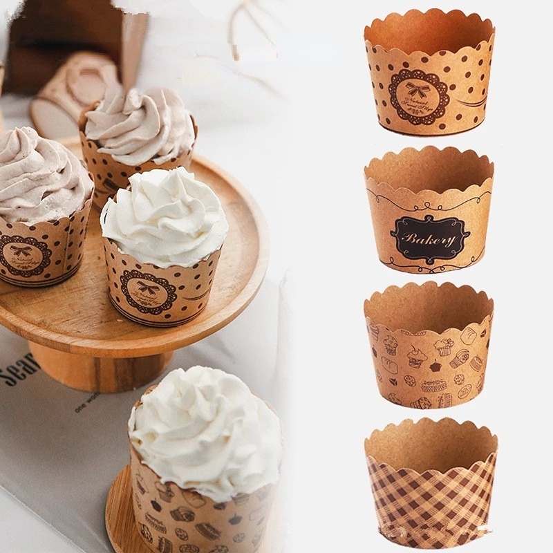 Cốc Giấy Lót Bánh Cupcake/Bánh Nướng/Cupcake Màu Nâu Chống Mỡ